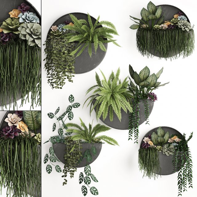green wall decor vertical garden 56 Model 3D .c4d .max .obj .3ds .fbx .stl .blend