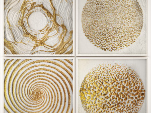 collection of paintings with gold for walls 11 3D Model