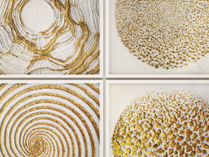 collection of paintings with gold for walls 11 Modelo 3D