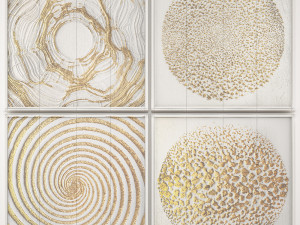 collection of paintings with gold for walls 11 Modelo 3D