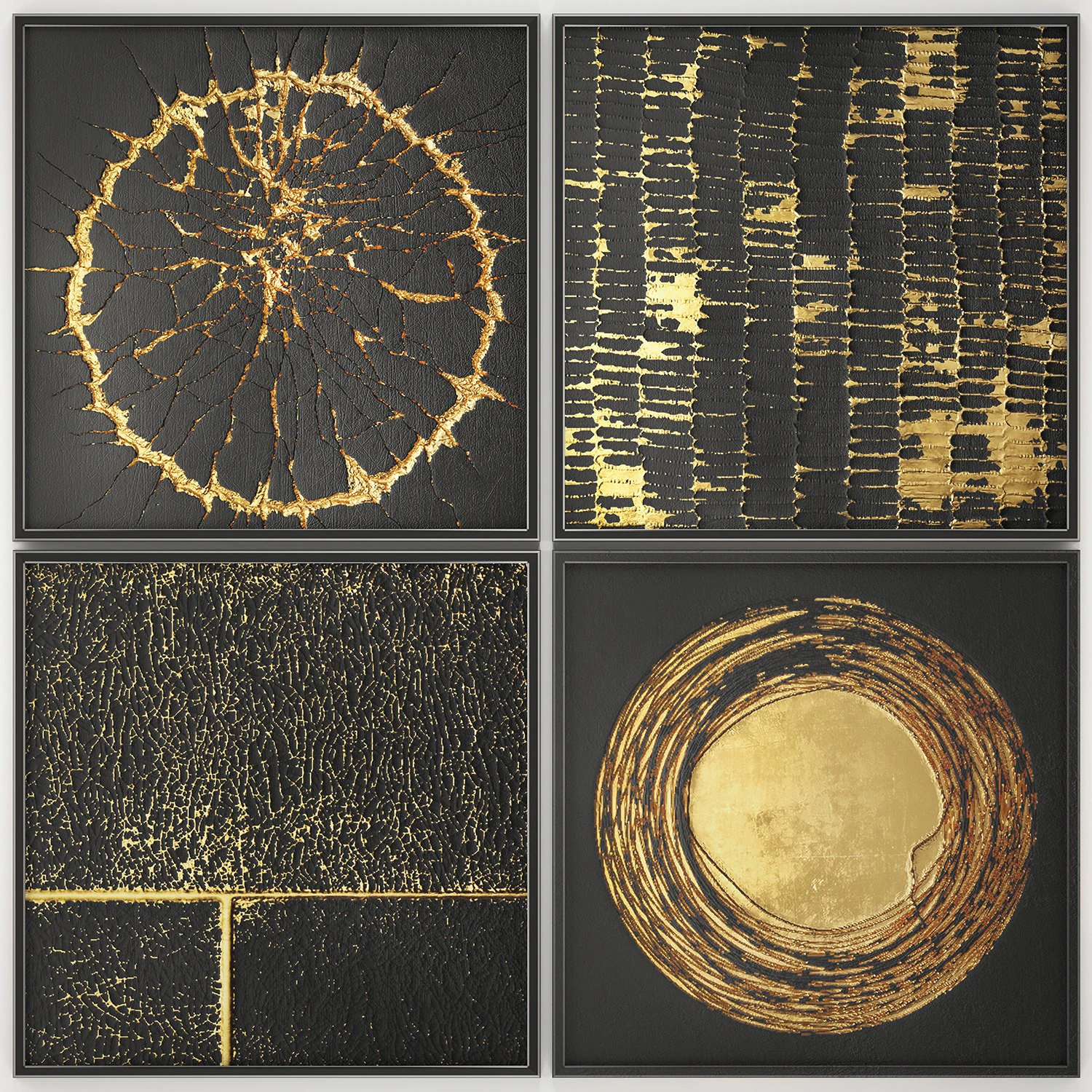 collection of paintings with gold for walls 14 3D Model .c4d .max .obj .3ds .fbx .stl .blend 