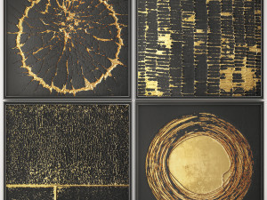 collection of paintings with gold for walls 14 3D Model