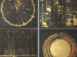 collection of paintings with gold for walls 14 Model 3D