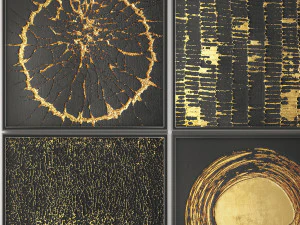 collection of paintings with gold for walls 14 3D Model