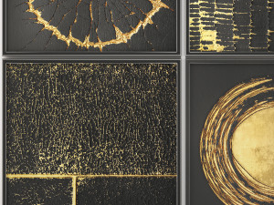 collection of paintings with gold for walls 14 Model 3D