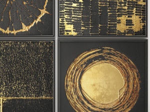 collection of paintings with gold for walls 14 Model 3D