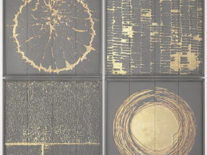 collection of paintings with gold for walls 14 3D Model