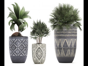 decorative plants in flower pots for the interior 475 3D Model