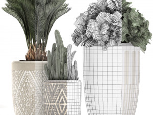 decorative plants in flower pots for the interior 476 3D 模型