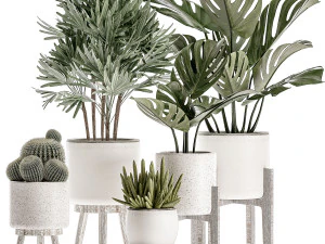 декоративные растения в белом вазоне для декора и дизайна интерьера 508 3D Модель