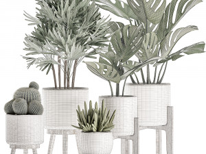 decorative plants in a white flowerpot for decor and interior design 508 Model 3D