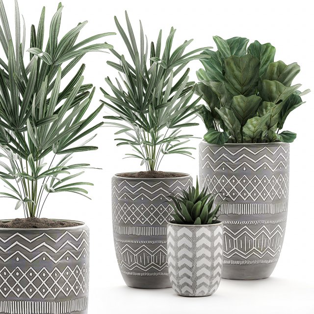 decorative plants in pots on a stand for the interior 530 3D Model .c4d .max .obj .3ds .fbx .stl .blend 