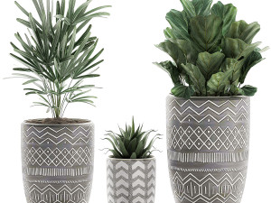 decorative plants in pots on a stand for the interior 530 3D Model