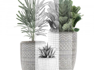 decorative plants in pots on a stand for the interior 530 3D Model