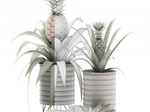 decorative pineapple in a pot for the interior 538 3D मॉडल