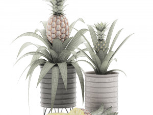 decorative pineapple in a pot for the interior 538 3D मॉडल