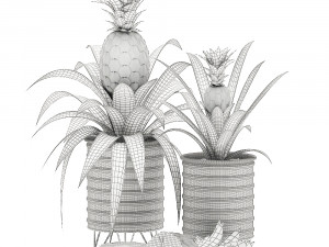 decorative pineapple in a pot for the interior 538 3D मॉडल