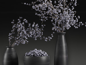 decorative bouquet blueberry tree in pots for the interior 547 3D Model