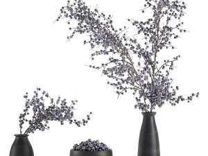 decorative bouquet blueberry tree in pots for the interior 547 3D Model