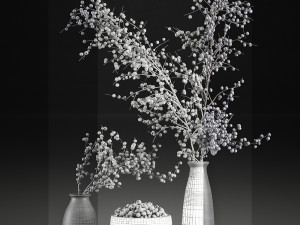 decorative bouquet blueberry tree in pots for the interior 547 3D Model