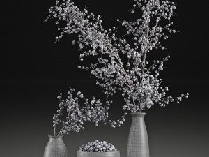 decorative bouquet blueberry tree in pots for the interior 547 3D Model