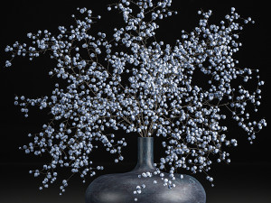 decorative bouquet of branches with blueberries in a vase 95 3D Model