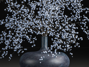 decorative bouquet of branches with blueberries in a vase 95 Model 3D