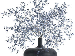 decorative bouquet of branches with blueberries in a vase 95 Model 3D
