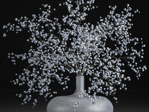 decorative bouquet of branches with blueberries in a vase 95 Model 3D