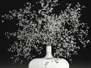 decorative bouquet of branches with blueberries in a vase 95 Model 3D
