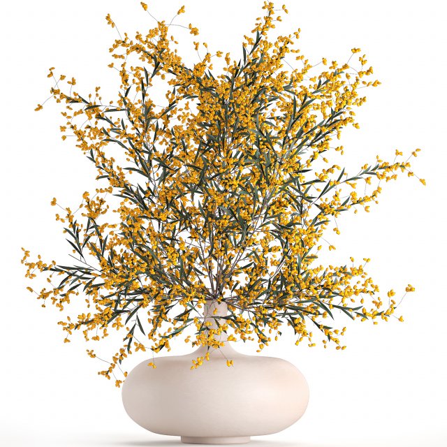 decorative bouquet of branches with yellow berries in a vase 96 3D Model .c4d .max .obj .3ds .fbx .stl .blend 