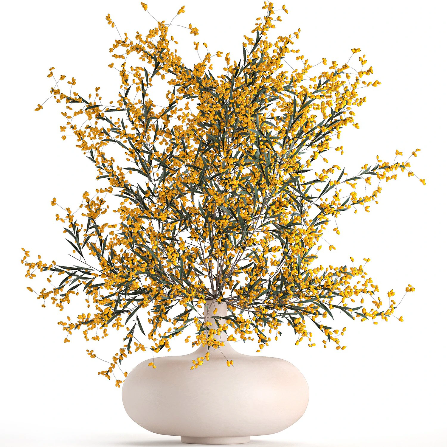 decorative bouquet of branches with yellow berries in a vase 96 3D Model .c4d .max .obj .3ds .fbx .stl .blend