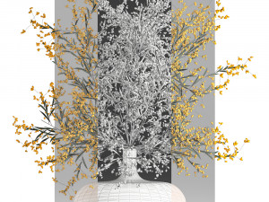 decorative bouquet of branches with yellow berries in a vase 96 3D Model