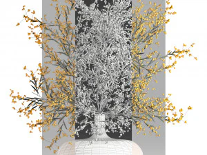 decorative bouquet of branches with yellow berries in a vase 96 3D Model