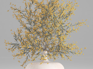 decorative bouquet of branches with yellow berries in a vase 96 3D Model