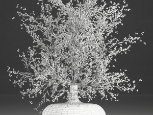 decorative bouquet of branches with yellow berries in a vase 96 3D Model