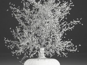 decorative bouquet of branches with yellow berries in a vase 96 3D Model