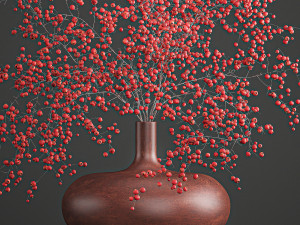 decorative bouquet of branches with red berries in a vase 97 3D-Modell