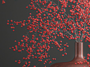 decorative bouquet of branches with red berries in a vase 97 3D-Modell