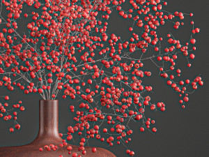 decorative bouquet of branches with red berries in a vase 97 3D-Modell