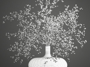 decorative bouquet of branches with red berries in a vase 97 3D-Modell