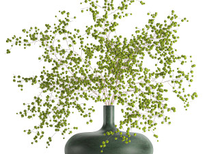 decorative bouquet of branches with green berries in a vase 99 Model 3D