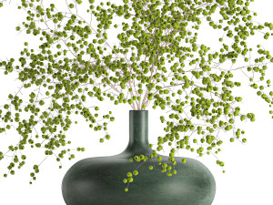 decorative bouquet of branches with green berries in a vase 99 Model 3D