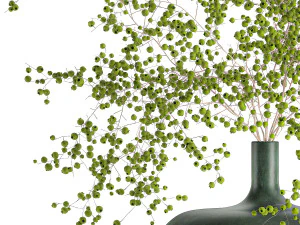 buqu&ecirc; decorativo de galhos com frutas verdes em um vaso 99 Modelo 3D