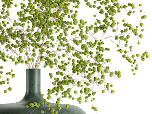 decorative bouquet of branches with green berries in a vase 99 Model 3D