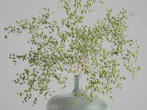 decorative bouquet of branches with green berries in a vase 99 Model 3D