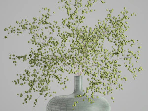 buqu&ecirc; decorativo de galhos com frutas verdes em um vaso 99 Modelo 3D