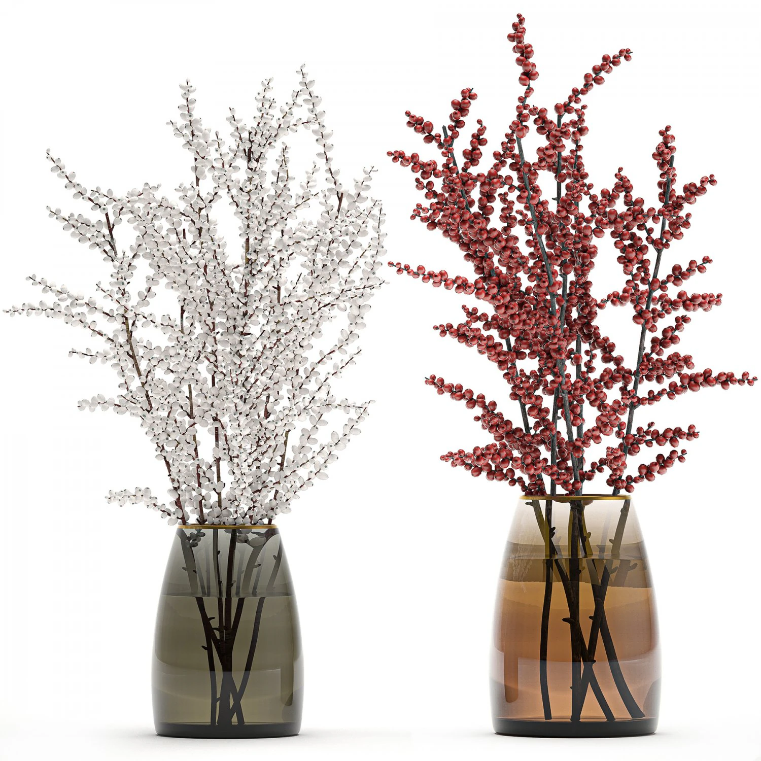 decorative bouquet of branches with red berries in a vase 99 3D Model .c4d .max .obj .3ds .fbx .stl .blend 