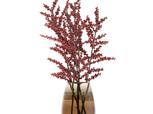 decorative bouquet of branches with red berries in a vase 99 Modèle 3D