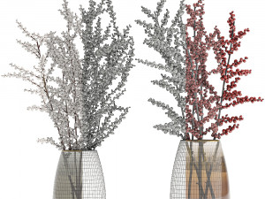 decorative bouquet of branches with red berries in a vase 99 Modèle 3D